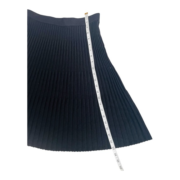 Anne Klein Women Stretchy‎ Viscose Knit pleated Black Ribbed Mini Skirt Size M-L - Picture 6 of 12